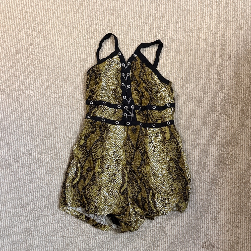 LF Snakeskin Romper with chain detail